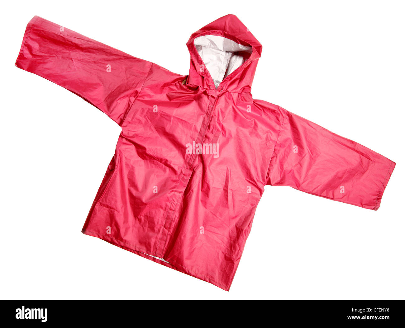 Children's wear - Red raincoat isolated over the white background Stock Photo