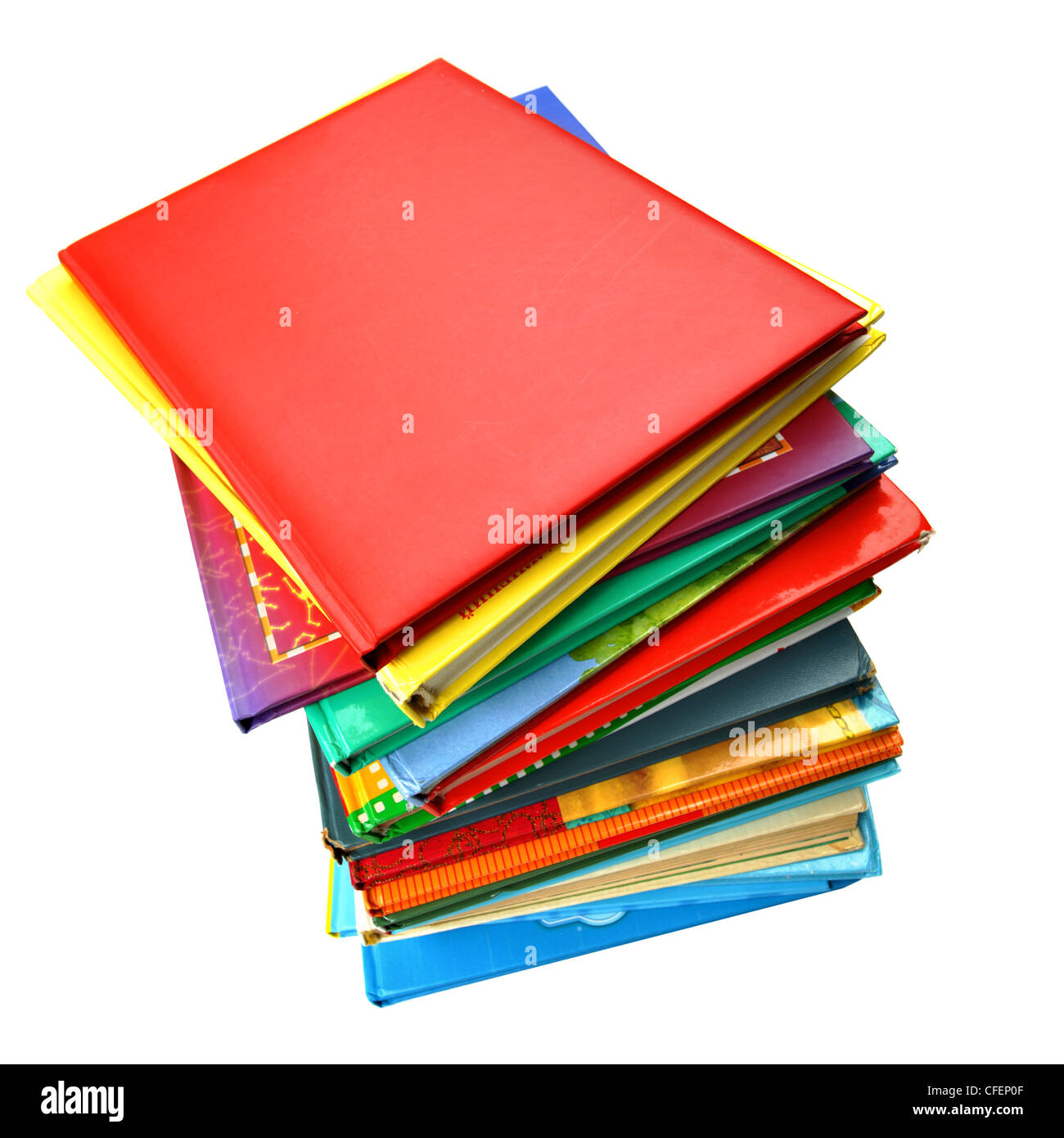 Colorful children's books isolated over white background Stock Photo