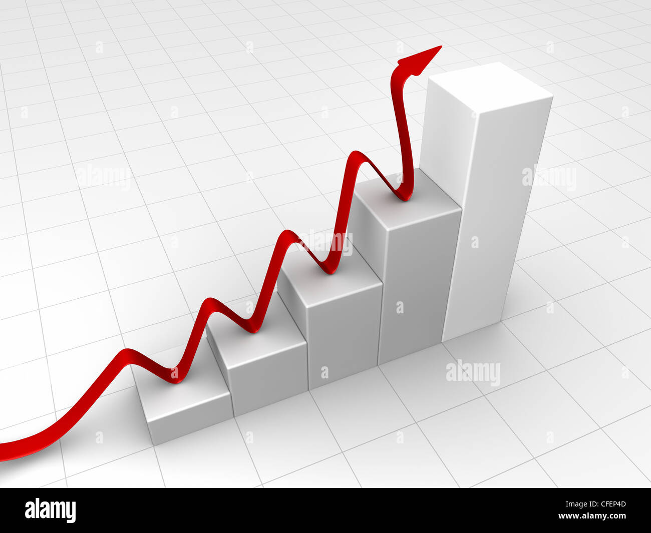 Gray chart with a red arrow, business concept, 3d render Stock Photo ...