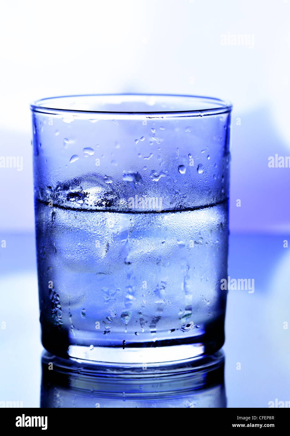 Cold drink with ice cubes close-up Stock Photo