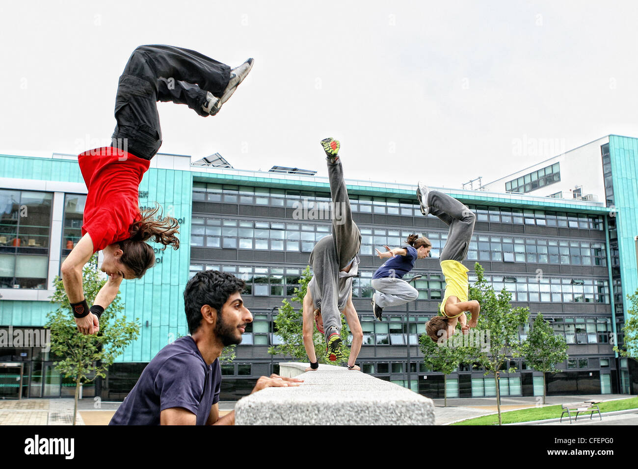 Free Runners Parkour Jumping Stock Photo