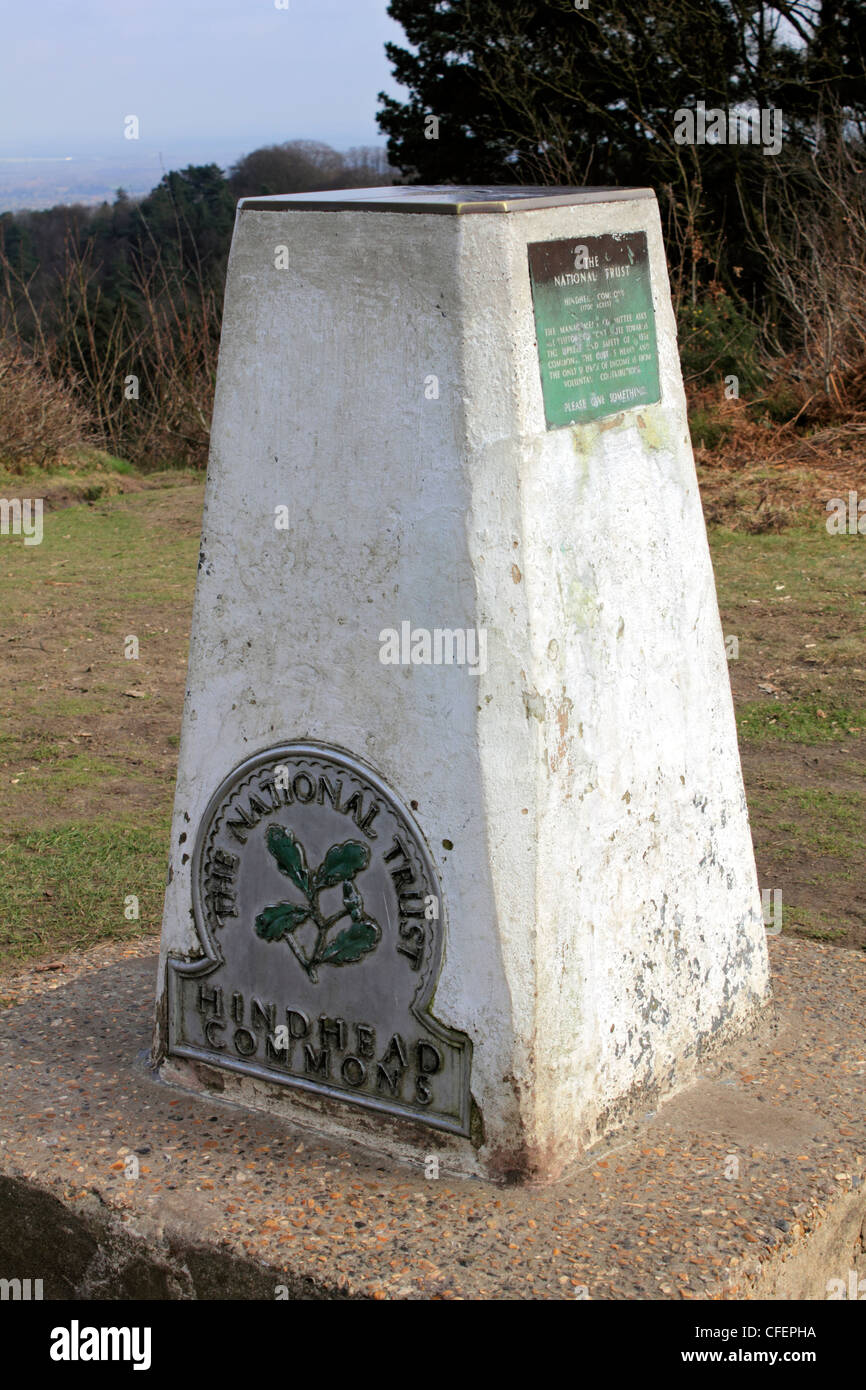 Old trig point at Gibbet Hill, Hindhead Surrey England UK Stock Photo