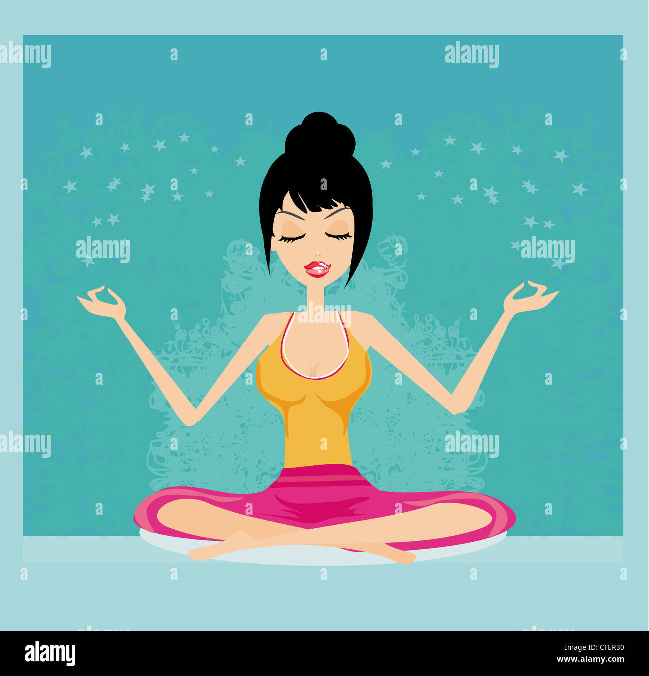 Yoga girl in lotus position Stock Photo - Alamy