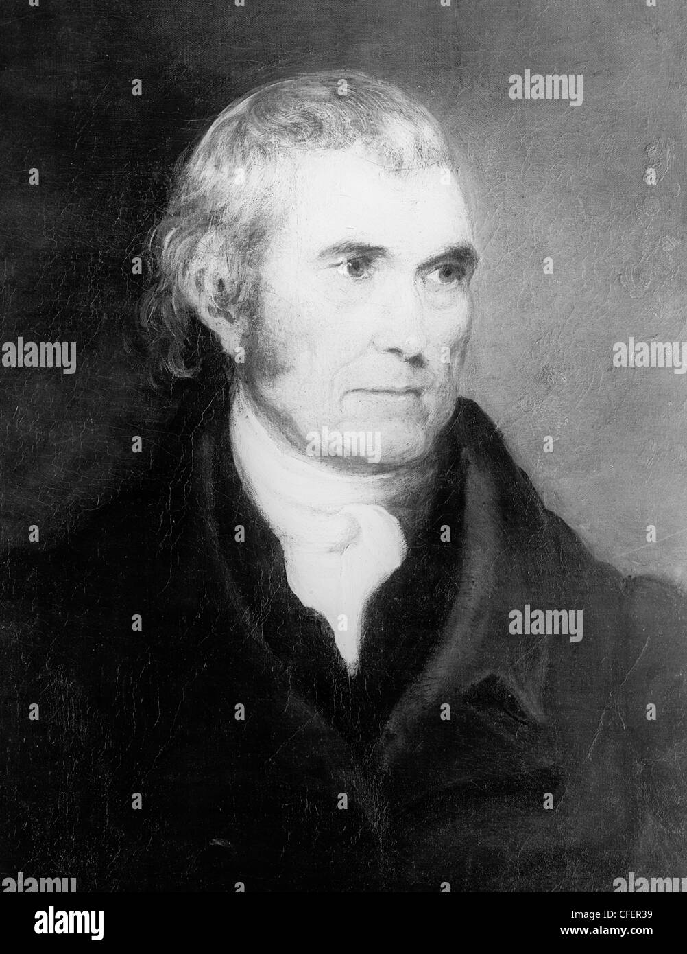 Vintage portrait painting of American statesman and judge John Marshall (1755 - 1835) - the fourth US Chief Justice (1801 - 1835). Stock Photo