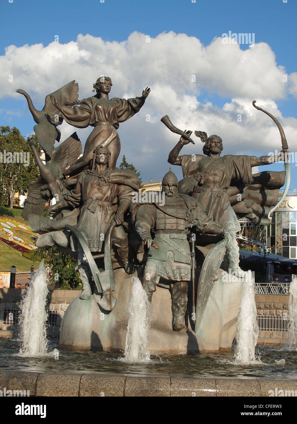 Monument to the founders of Kiev at the Independence Square in Kiev, Ukraine Stock Photo