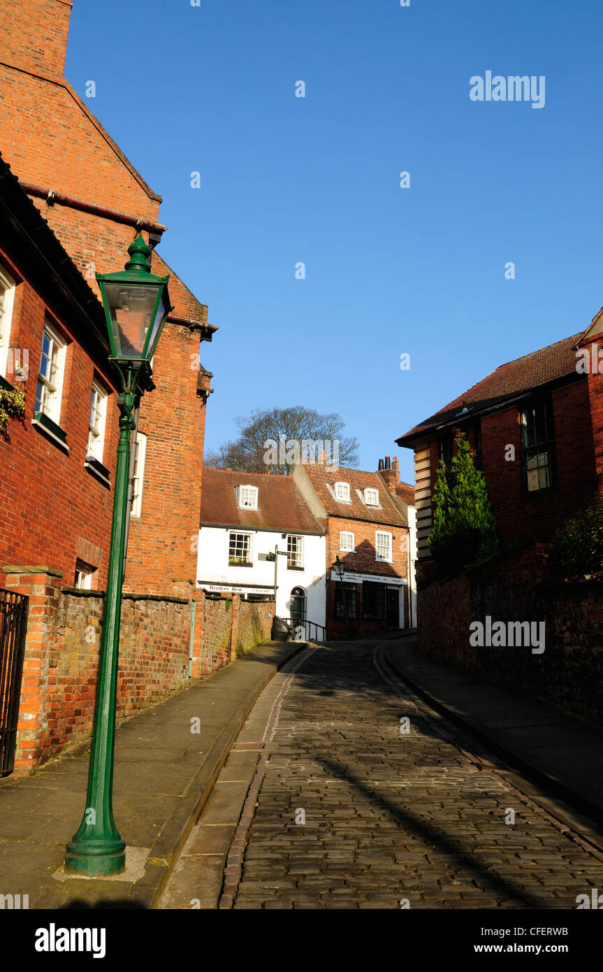 Steep Hill Lincoln .England.Danes Gate. Stock Photo