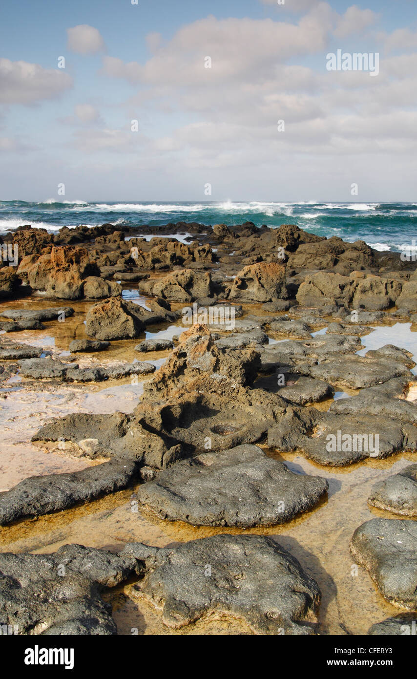 Volcanic rocks on north coast of Fuerteventura, Canary Islands, Spain ...