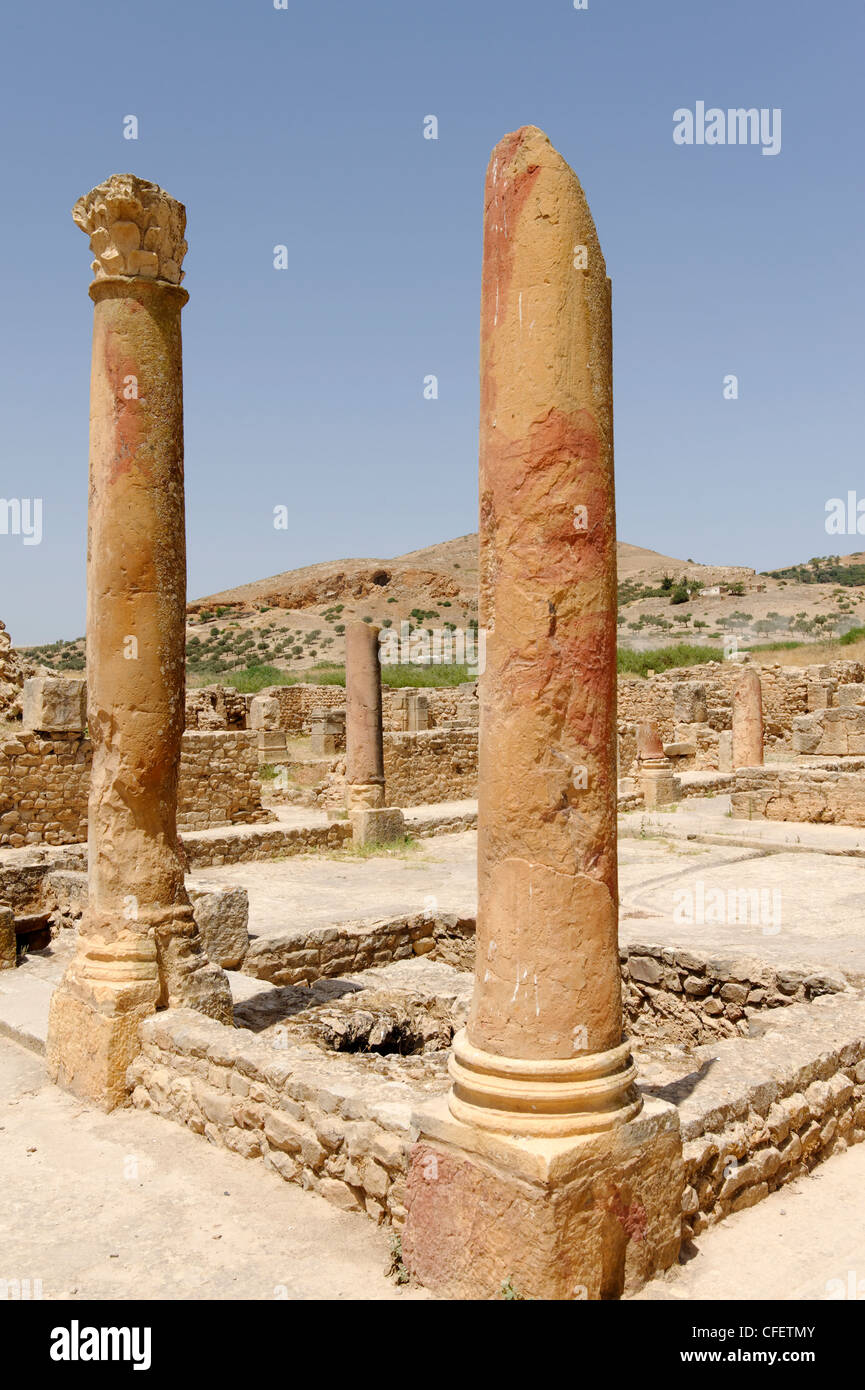 Bulla Regia. Tunisia. View of the ground level courtyard with columns