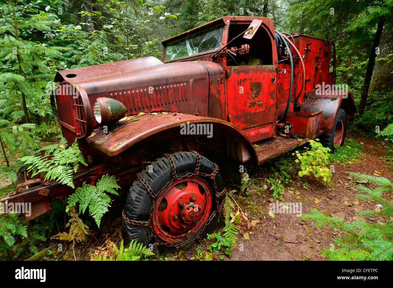 Old fire truck, Jawbone Flats, Oregon. Stock Photo