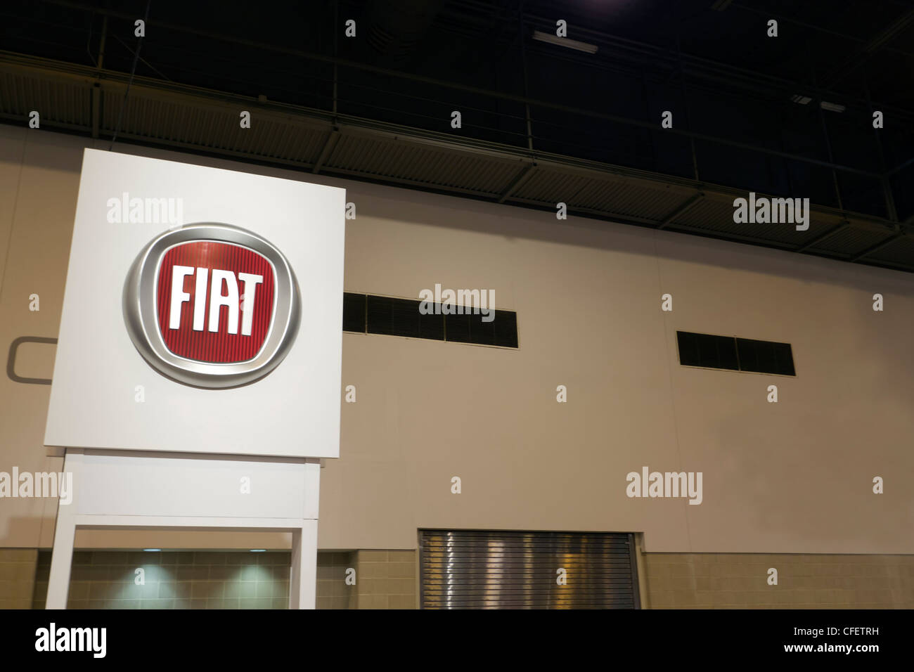 HOUSTON - JANUARY 2012: A Fiat sign at the Houston International Auto Show on January 28, 2012 in Houston, Texas. Stock Photo