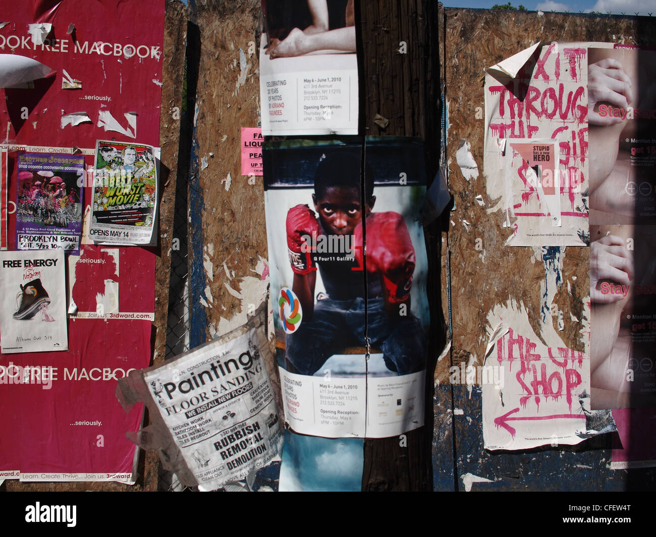 Graffiti and posters, Brooklyn, New York Stock Photo