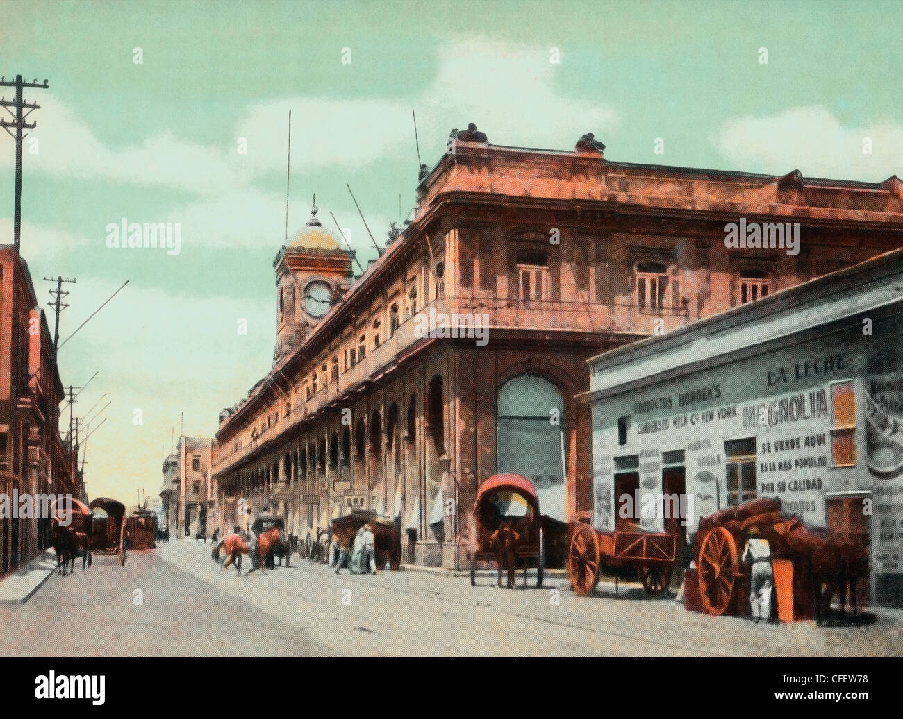Tacon Market and Reina Avenue, Havana, Cuba, circa 1909 Stock Photo