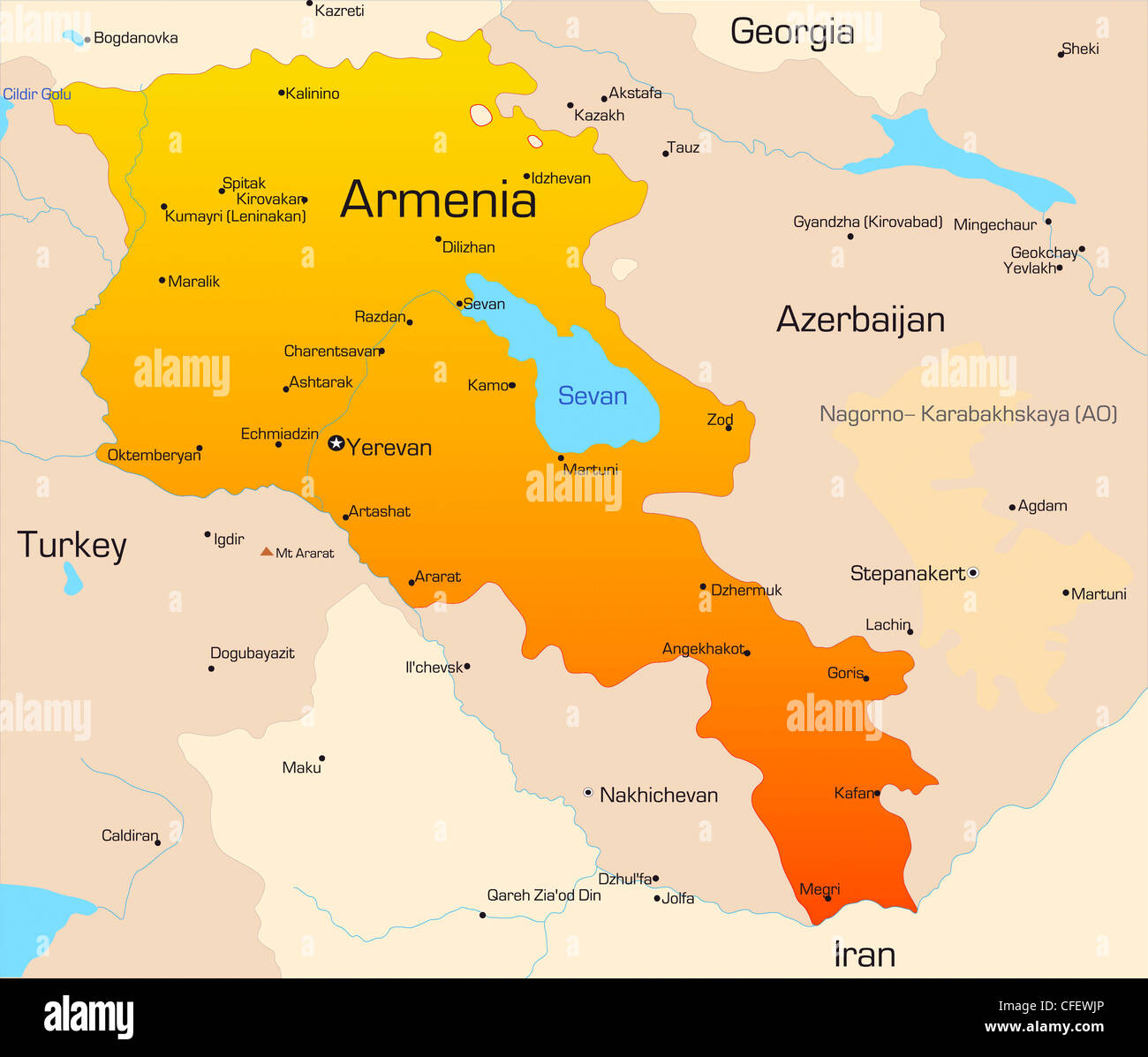 Abstract vector color map of Armenia country  Stock Photo