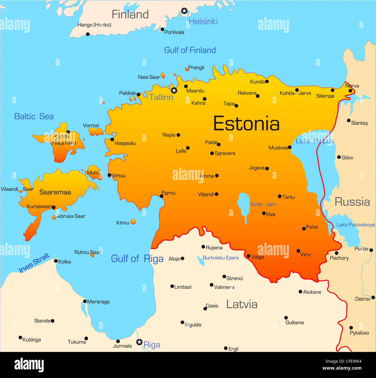 Abstract Vector Color Map Of Estonia Country Stock Photo