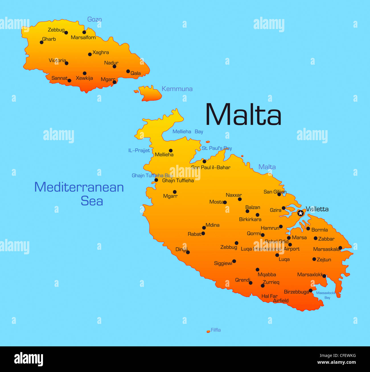 Abstract vector color map of Malta country  Stock Photo