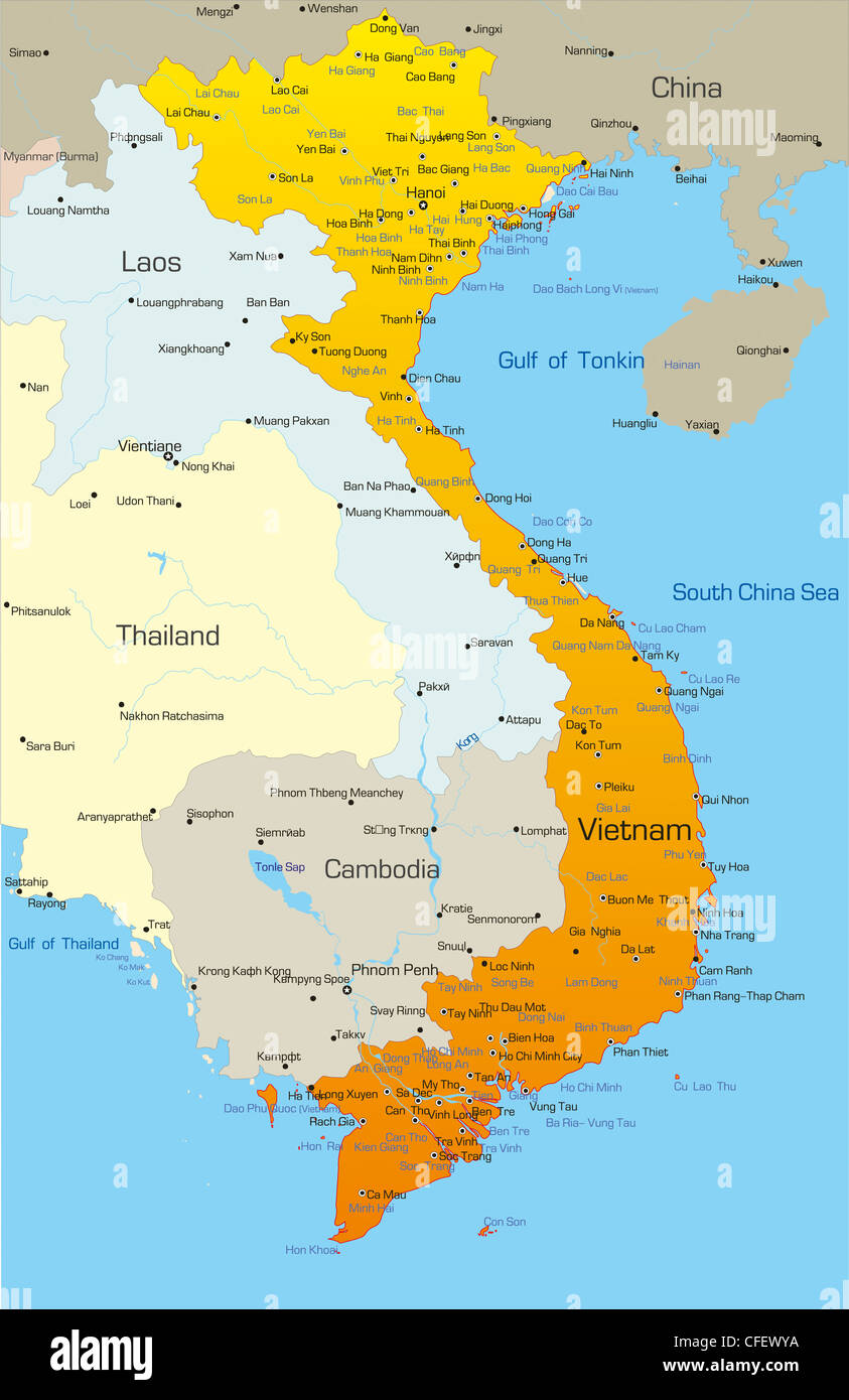 Vector map of Vietnam country Stock Photo
