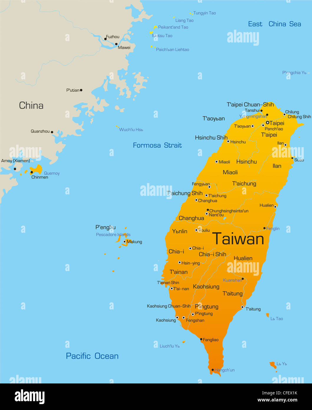 Vector Map Of Taiwan Country Stock Photo Alamy