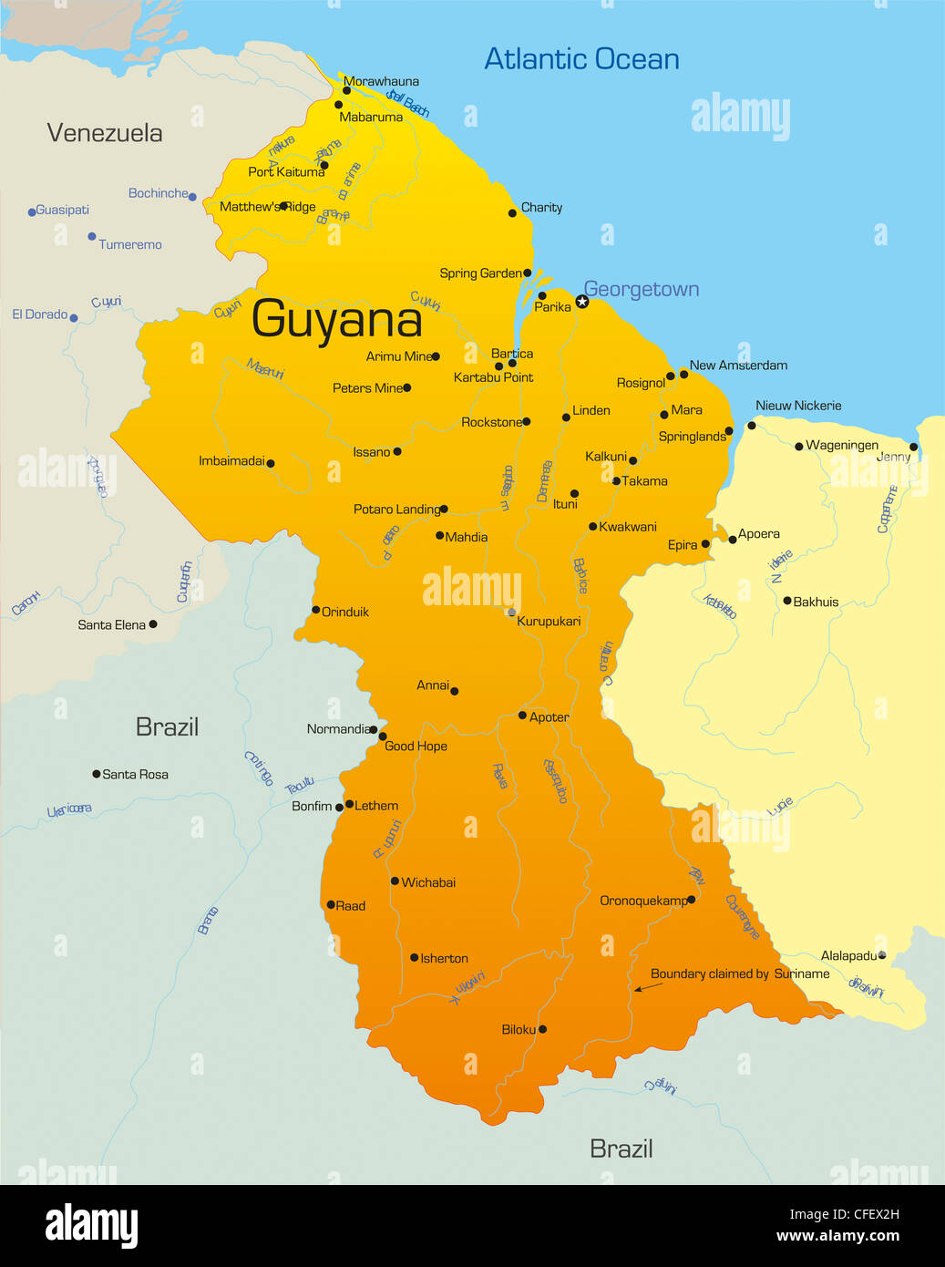 Abstract vector color map of Guyana country Stock Photo Alamy