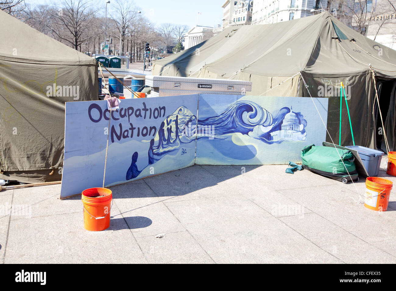 WASHINGTON DC FEBRUARY 18 2012 - Occupy protesters camp near the capital of the United States Stock Photo
