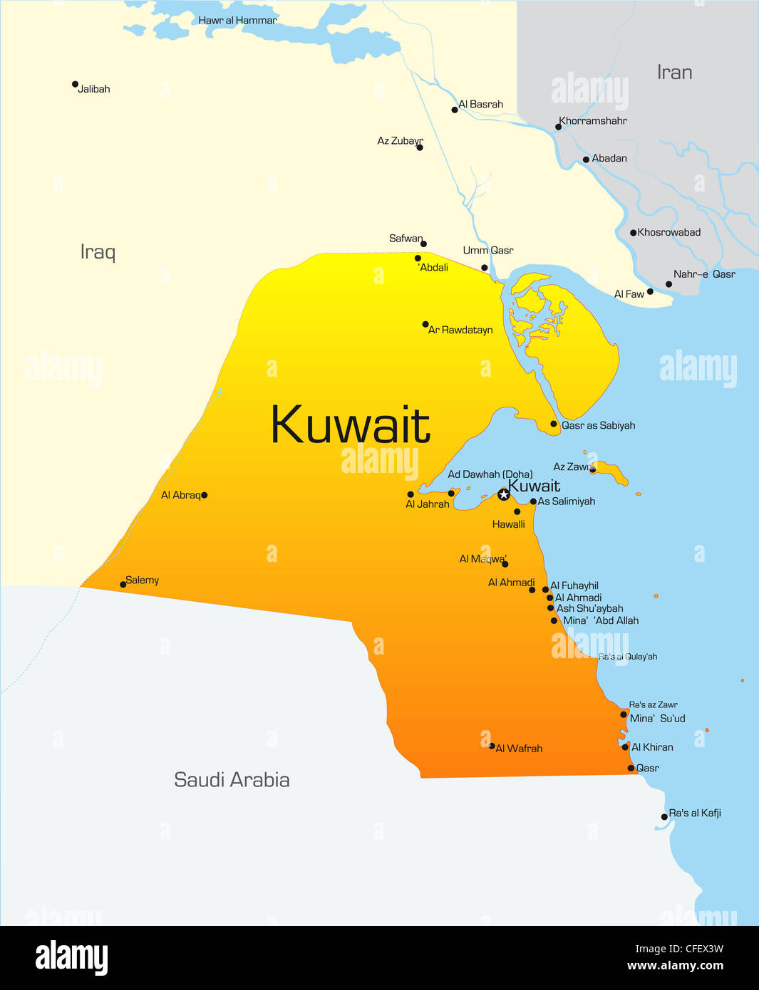 Abstract vector color map of Kuwait country Stock Photo Alamy