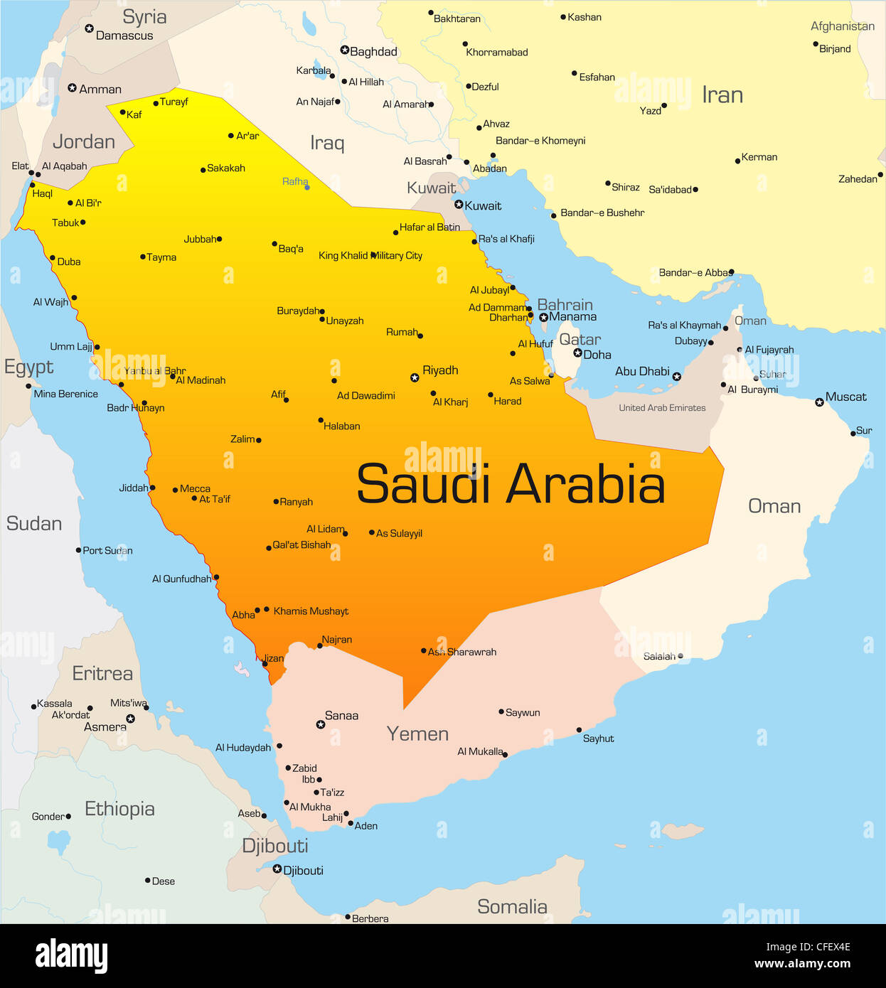 Abstract vector color map of Saudi Arabia country Stock Photo