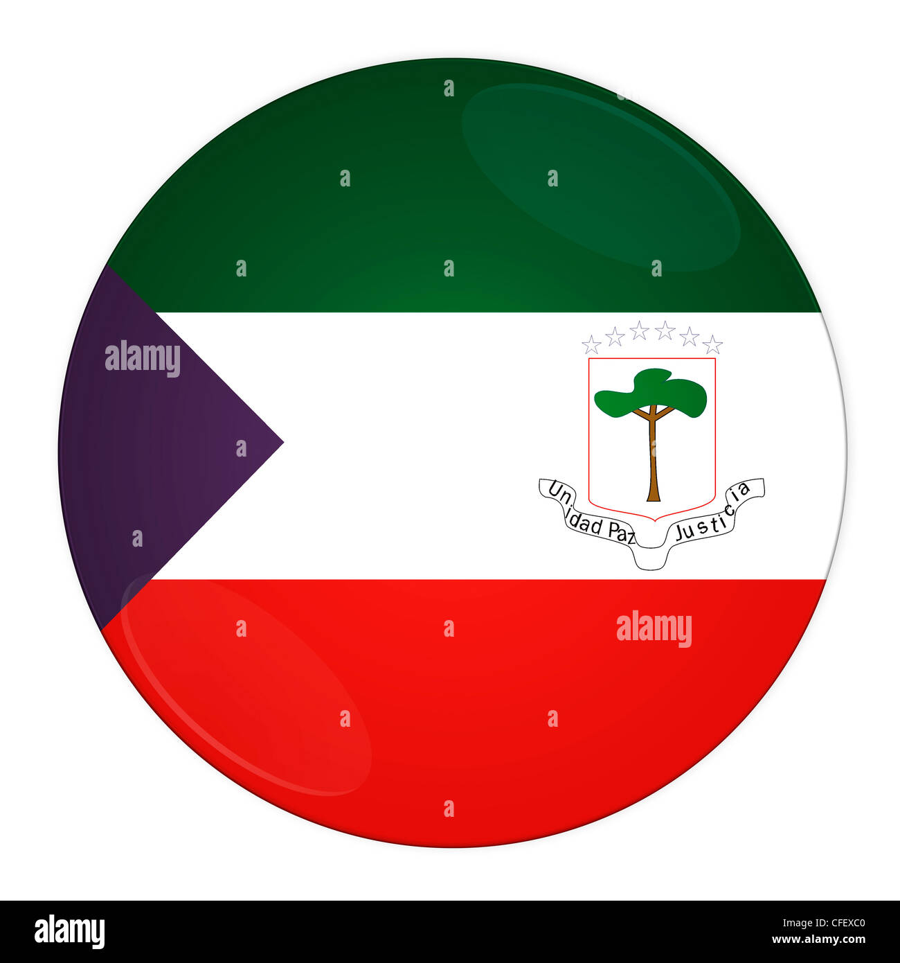 Abstract illustration: button with flag from Equatorial Guinea country Stock Photo