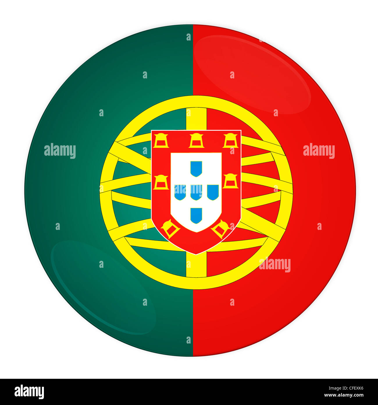 Abstract illustration: button with flag from Portugal country Stock Photo