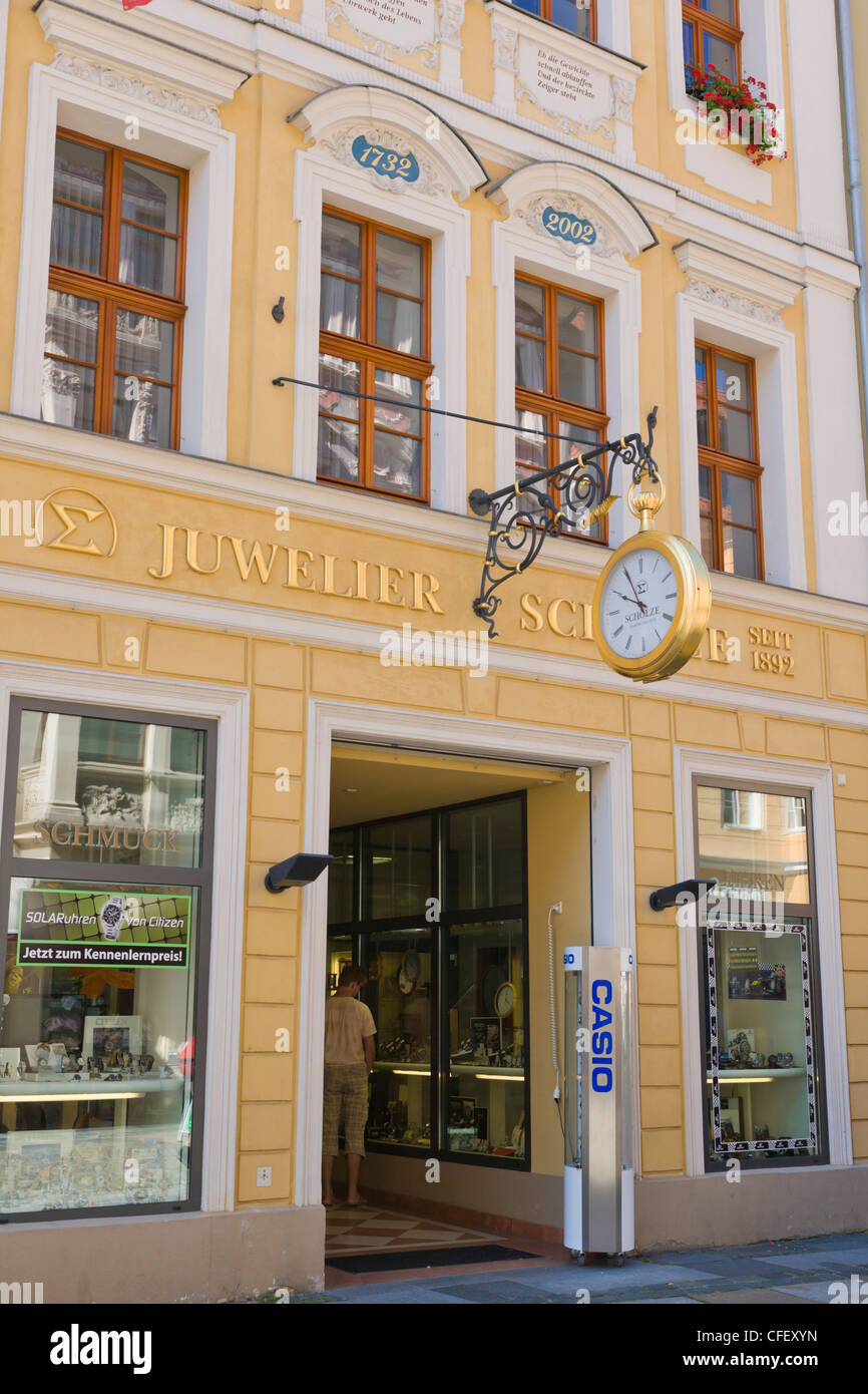 Juwelier Scholze, Reichenstrasse, Reichen Street, Bautzen, Germany Stock Photo