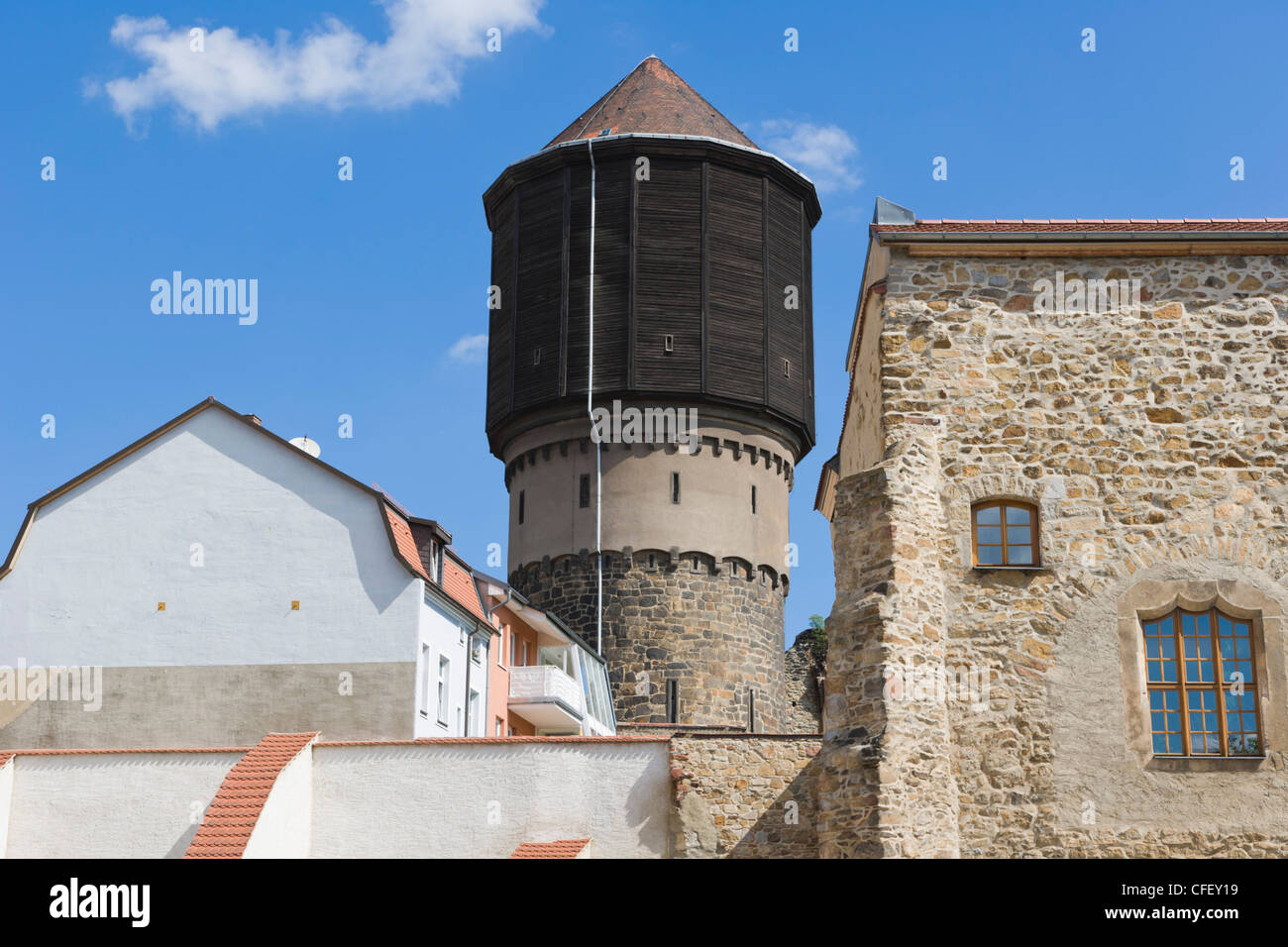 Wasserturm, Water Tower, from Heringstrasse, Bautzen, Germany Stock Photo