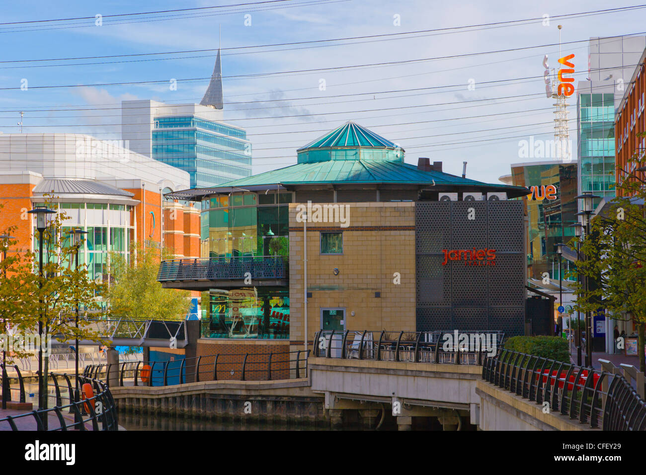 The Oracle Shopping Centre, Riverside, from Bridge Street, Reading, Berkshire, England, UK Stock Photo