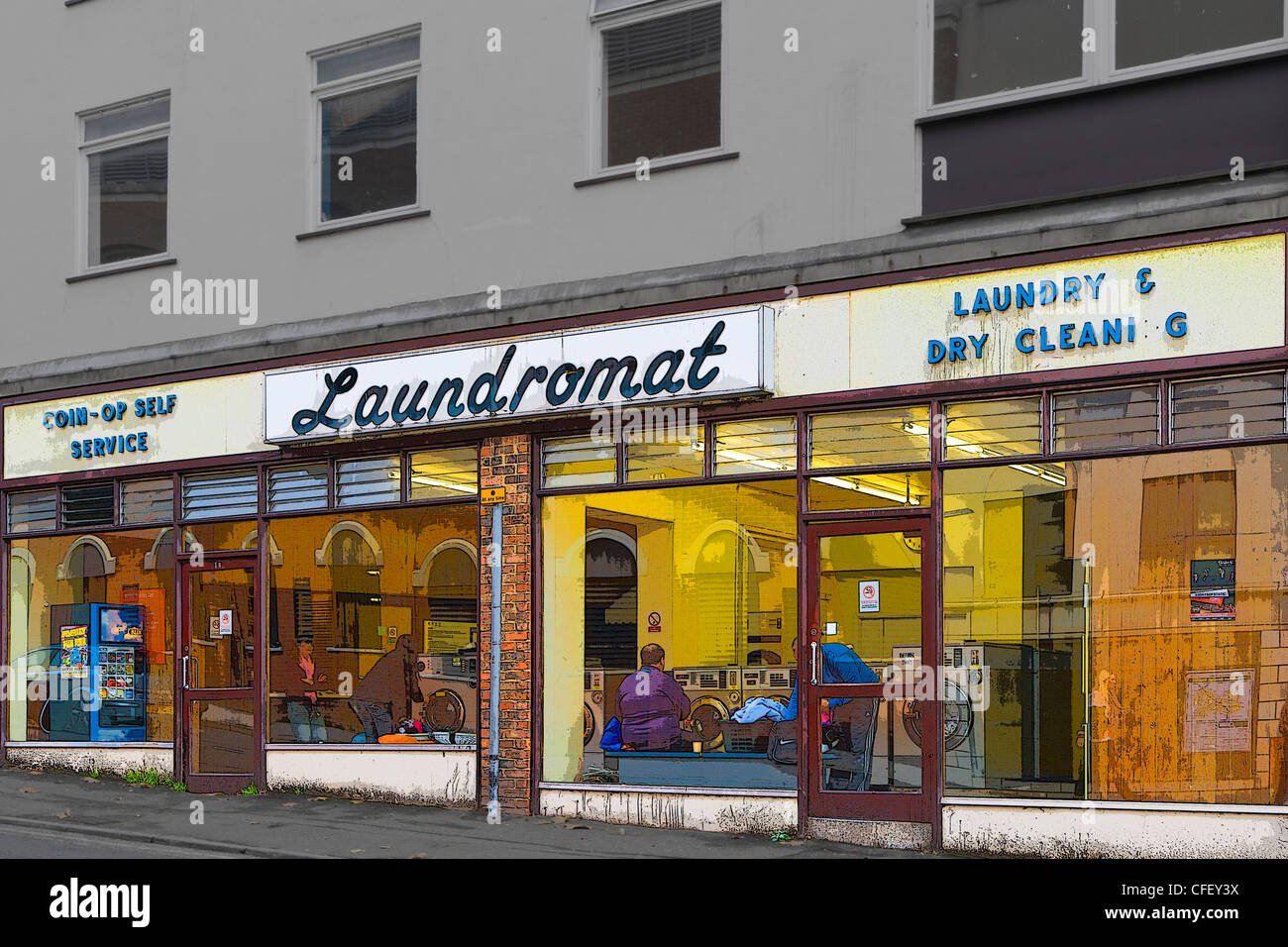 Laundromat, Sydenham Road, Guildford, Surrey, England, UK Stock Photo