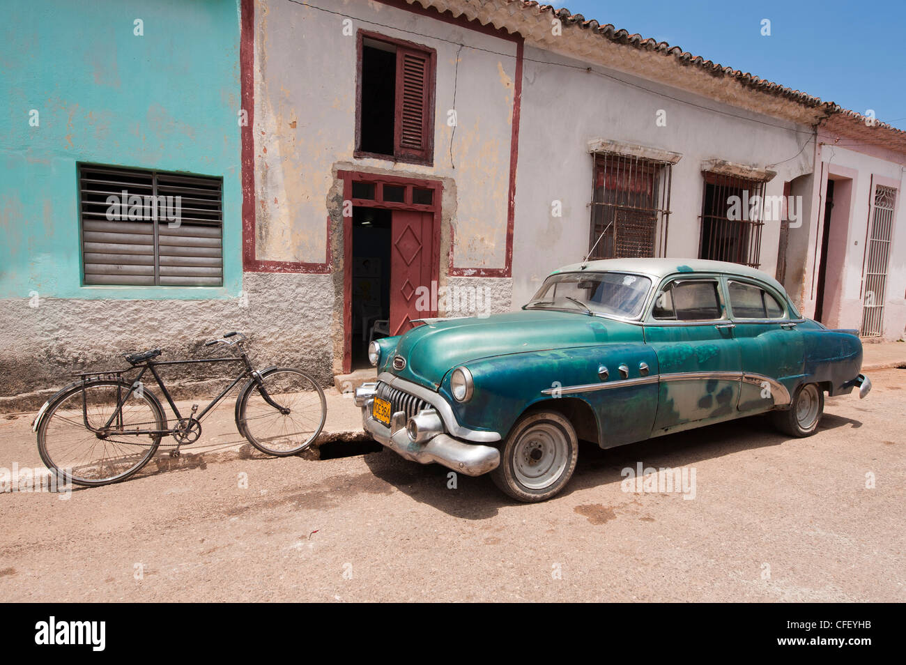 Old 1950s car, Remedios, Cuba, West Indies, Central America Stock Photo