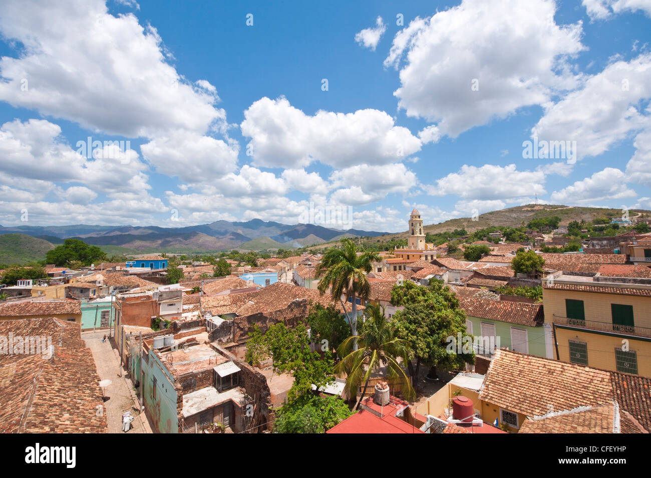 View of Trinidad, UNESCO World Heritage Site, from Palacio Brunet tower, Trinidad, Cuba, West Indies, Caribbean, Central America Stock Photo
