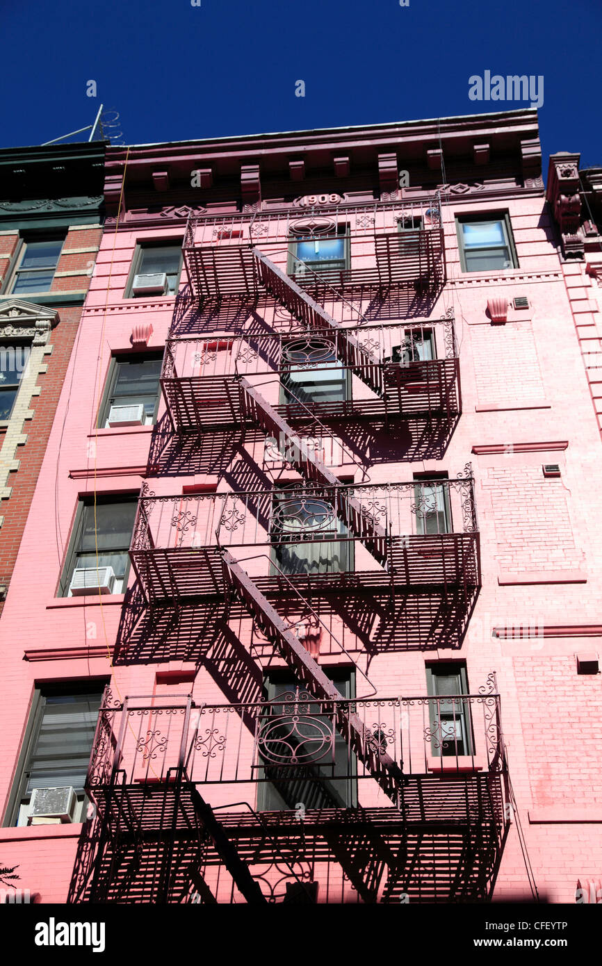 Tenement building, fire escape, Soho, Manhattan, New York City, United States of America, Stock Photo