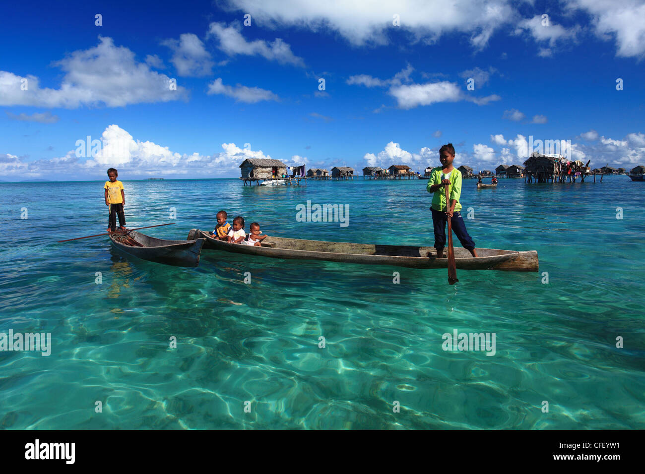 Human interest of the Sea Bajau tribes of Semporna, Sabah Stock Photo