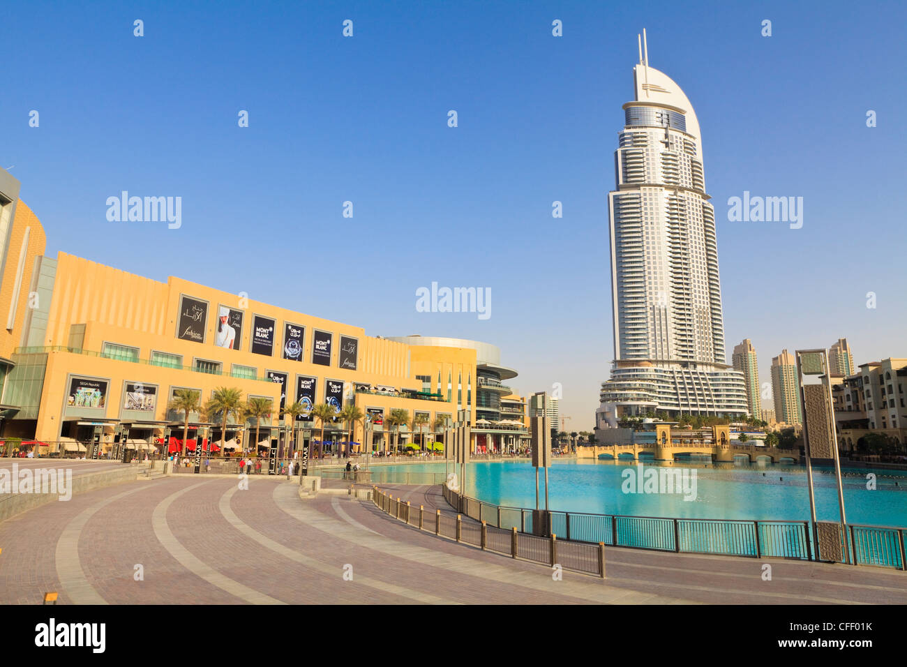 The Dubai Mall and Address Building, Downtown district, Dubai, United Arab Emirates, Middle East Stock Photo
