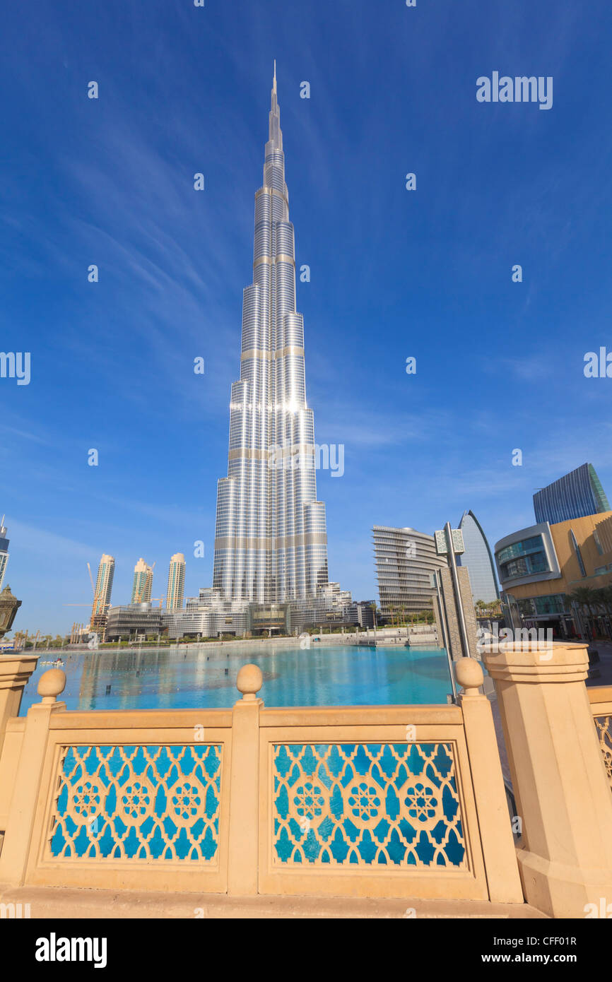 Burj Khalifa, the tallest man made structure in the world, and Dubai Mall, Downtown Dubai, Dubai, United Arab Emirates Stock Photo