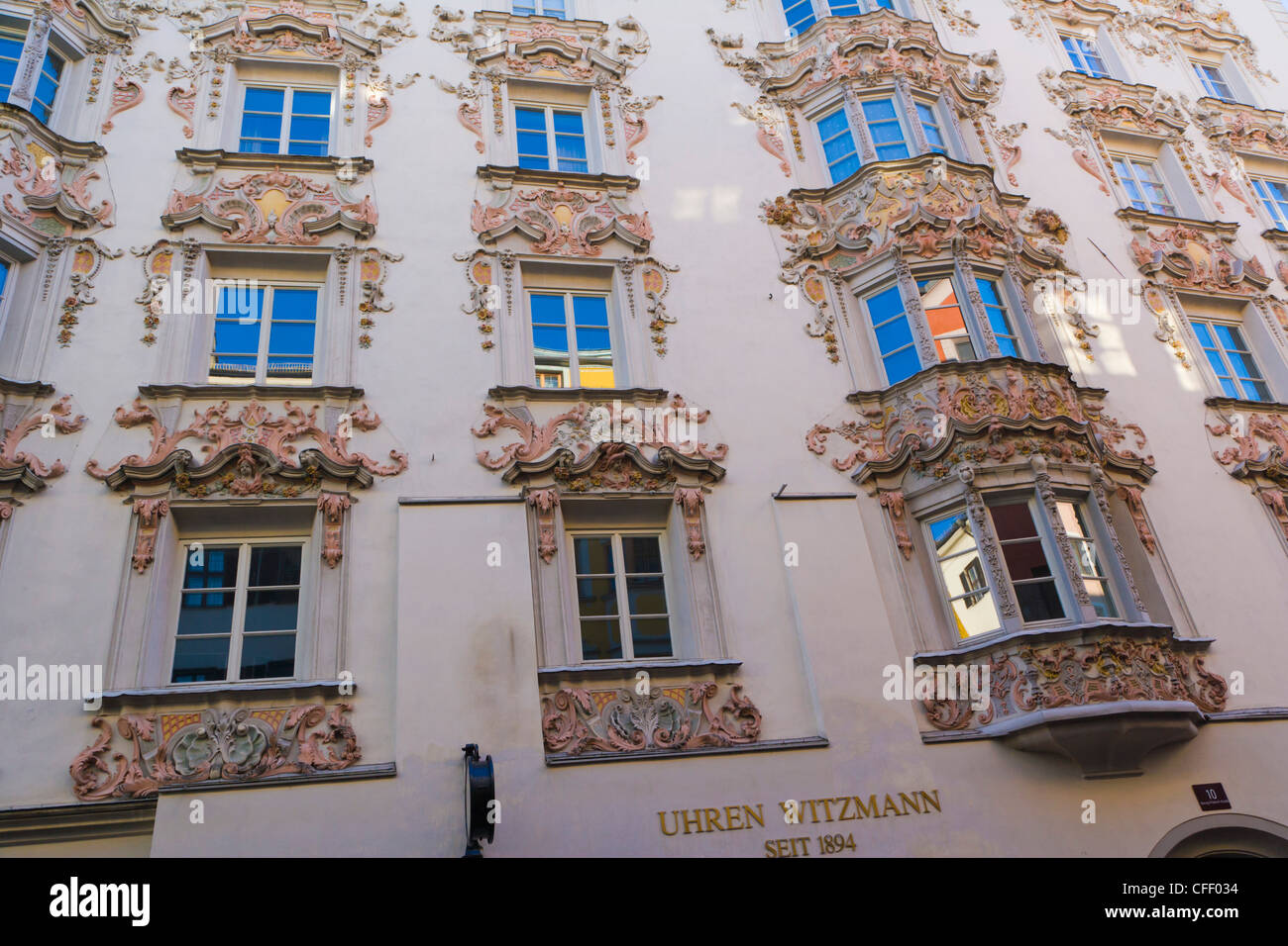 Traditional building, Herzog Friedrich Strasse, Altstadt, The Old City, Innsbruck, Tyrol, Austria Stock Photo