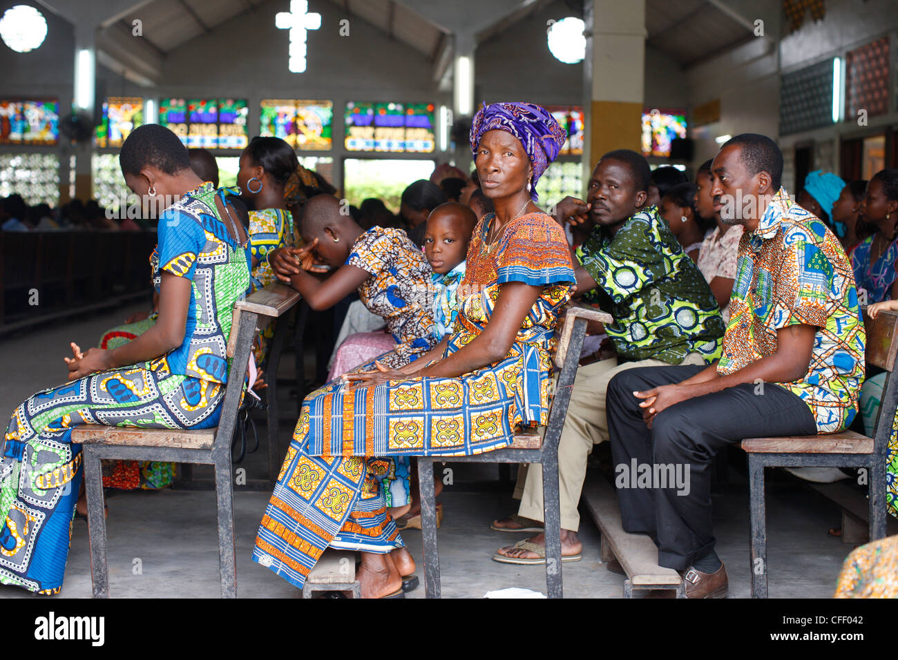 Catholic Mass in Lome, Togo, West Africa, Africa Stock Photo
