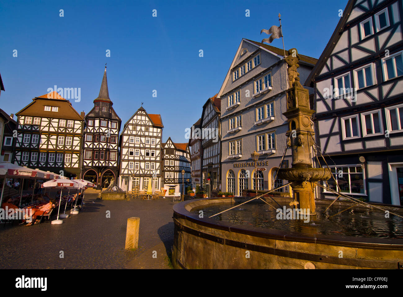 The town square with its half-timbered houses in Fritzlar, Hesse, Germany, Europe Stock Photo