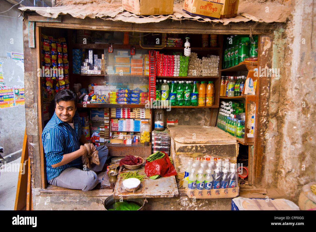 Man in his small shop, Dhaka, Bangladesh, Asia Stock Photo Alamy