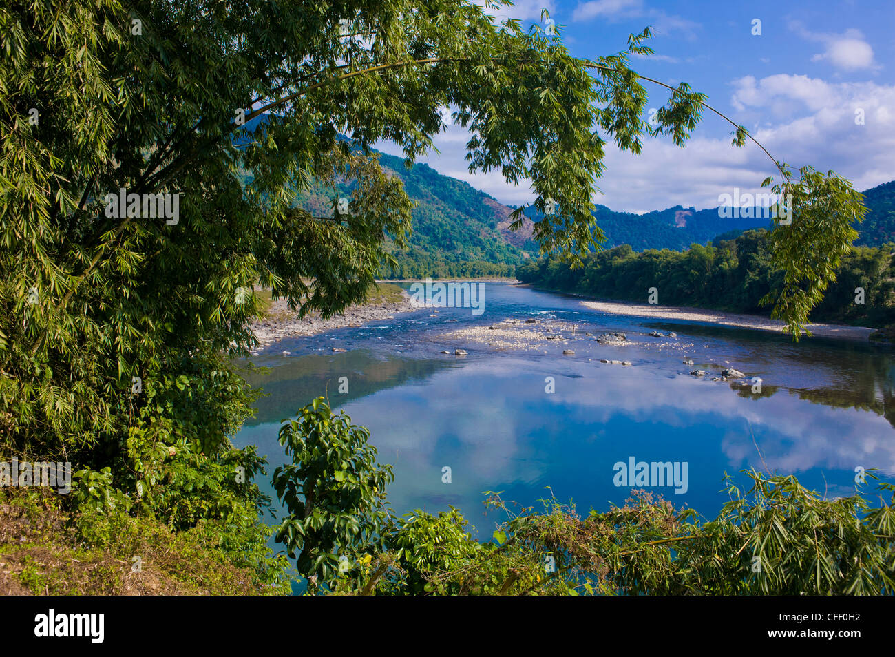The beautiful Siang river in Arunachal Pradesh near Along, Northeast India, India, Asia Stock Photo