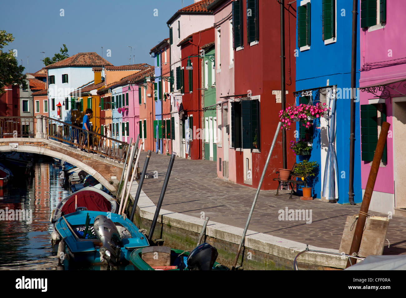 Colorful buildings at Burano Island, Venice Lagoon, Venice, UNESCO World Heritage Site, Veneto, Italy, Europe Stock Photo