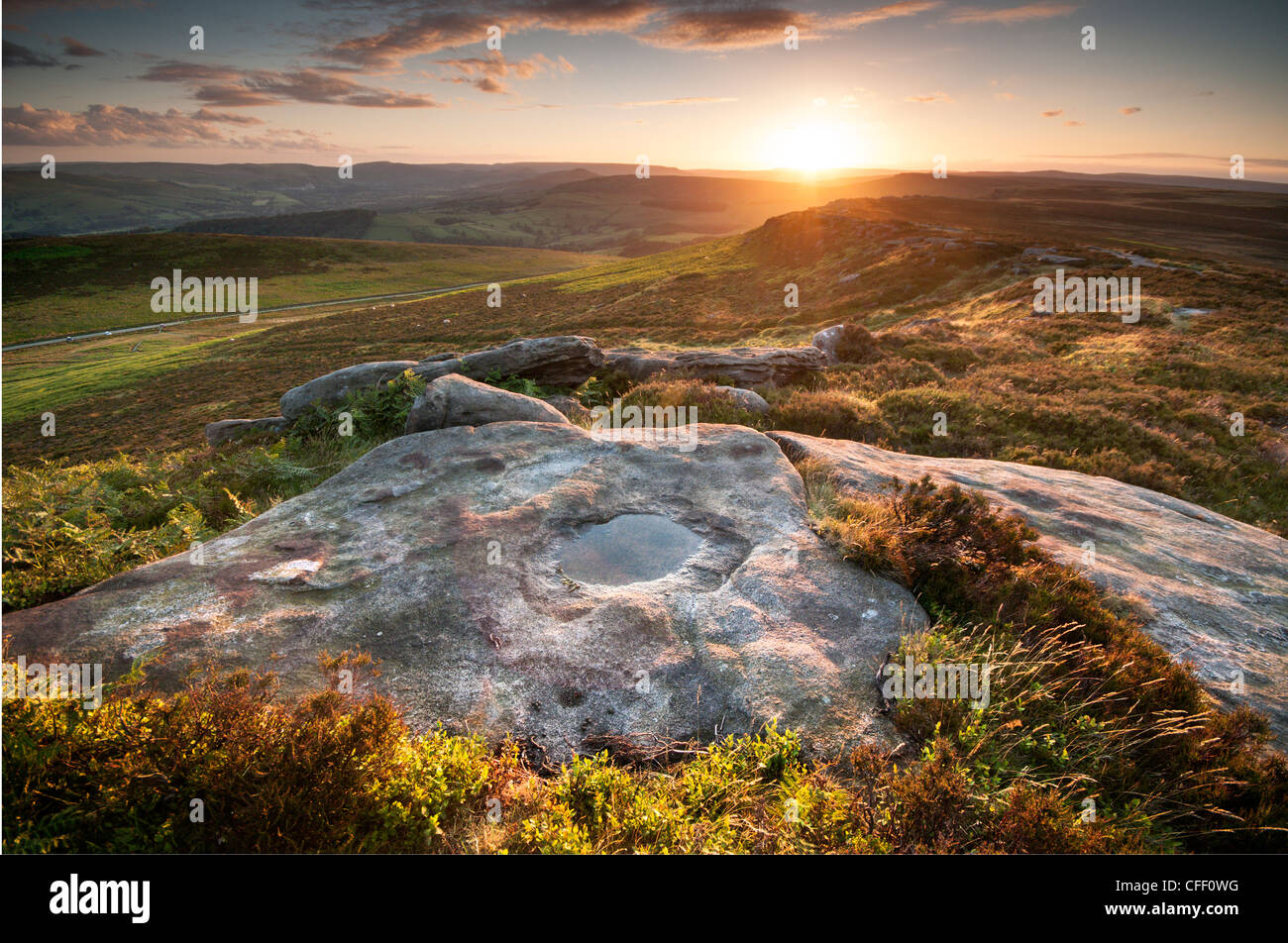 Moorland and rocks at Stanage Edge in the 'Peak District',Derbyshire,England Stock Photo