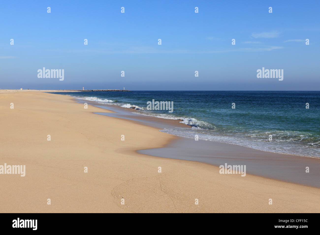 The golden sands of a beach on Ilha Deserta (Barreta), an island in the Ria Formosa National Park, Algarve, Portugal, Europe Stock Photo