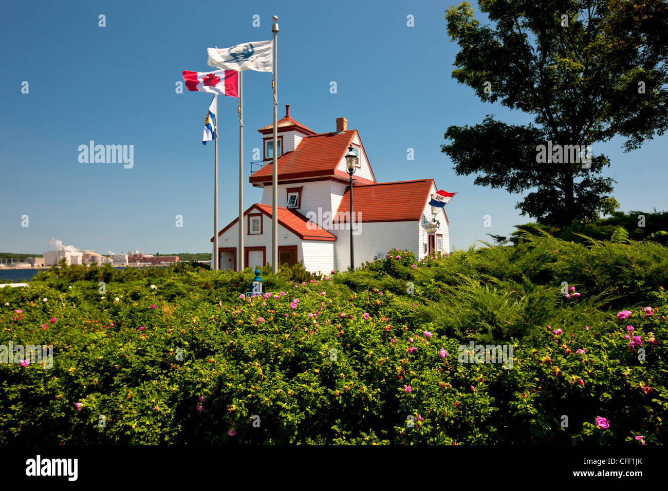 Fort Point Lighthouse, Liverpool, Nova Scotia, Canada Stock Photo
