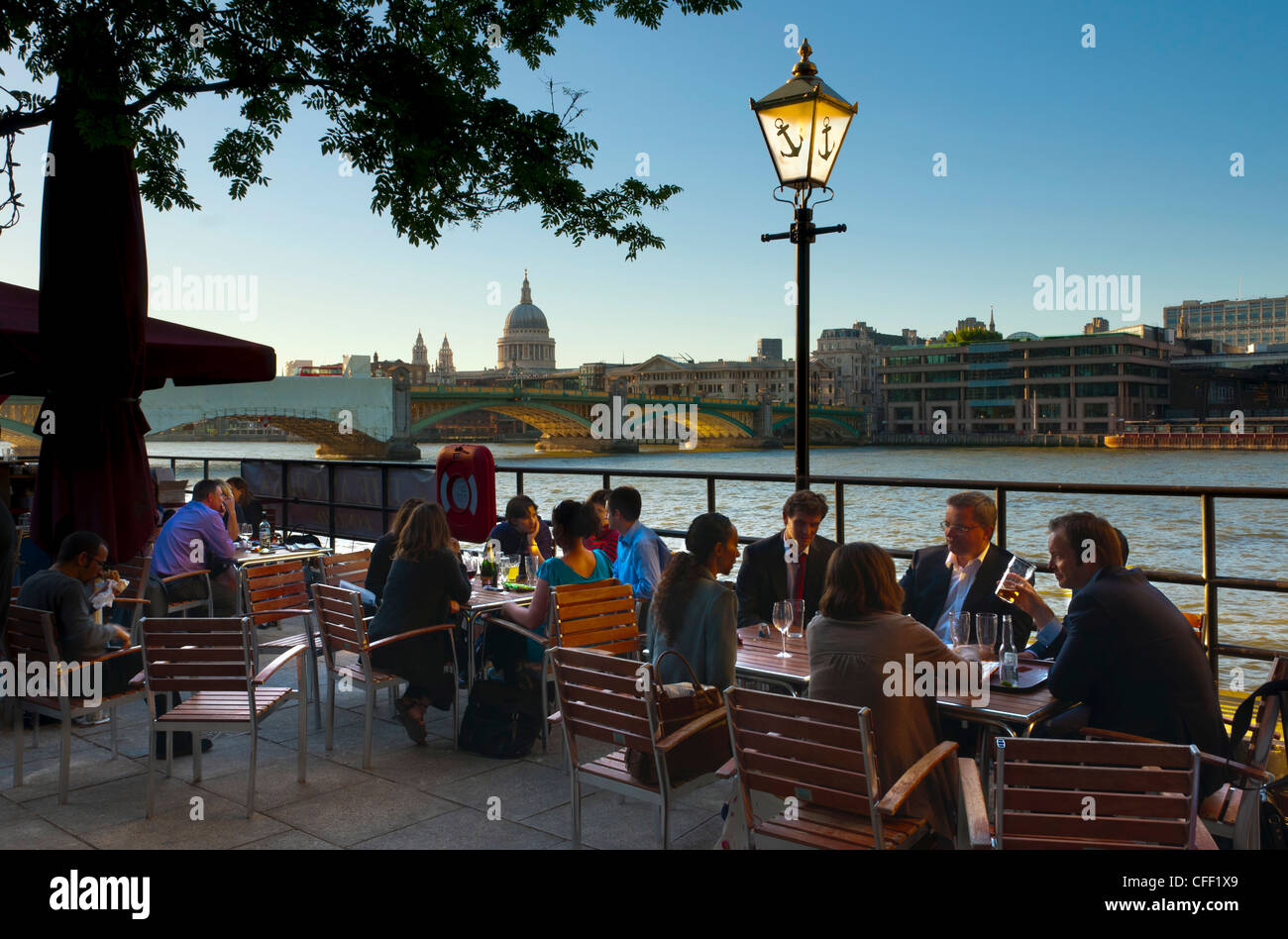 St. Paul's Cathedral from Southwark river bank, London, England, United Kingdom, Europe Stock Photo