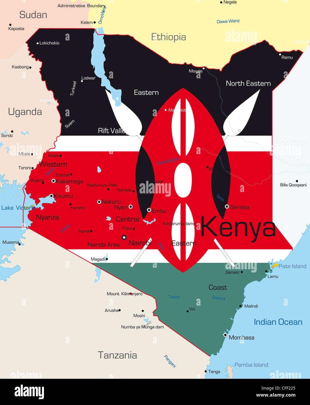 Kenya Map With Flag Kenya Map With Flag