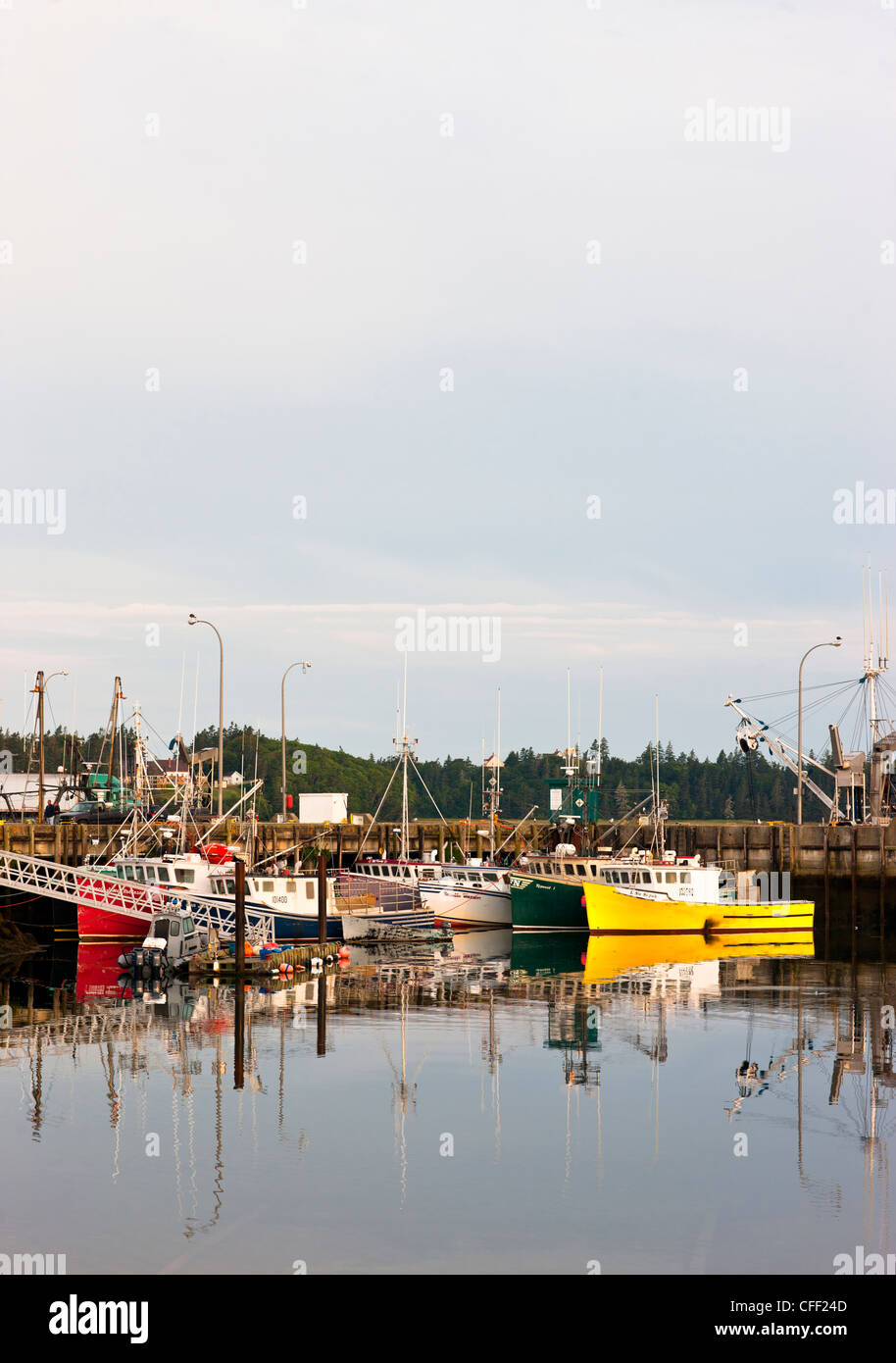 Fishing boats tied up at Yarmouth Wharf, Nova Scotia, Canada Stock Photo