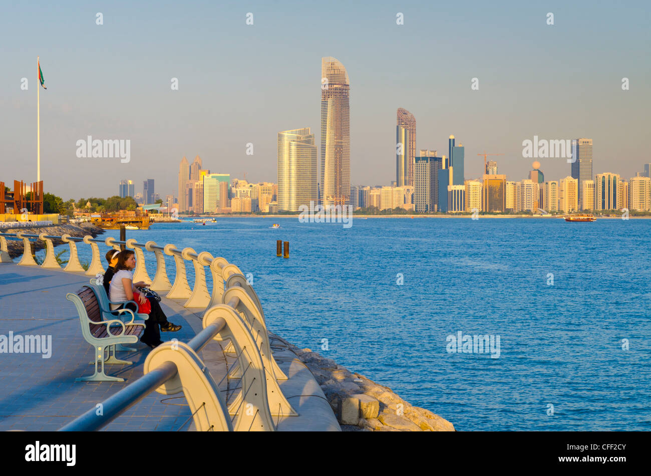 City skyline, Abu Dhabi, United Arab Emirates, Middle East Stock Photo